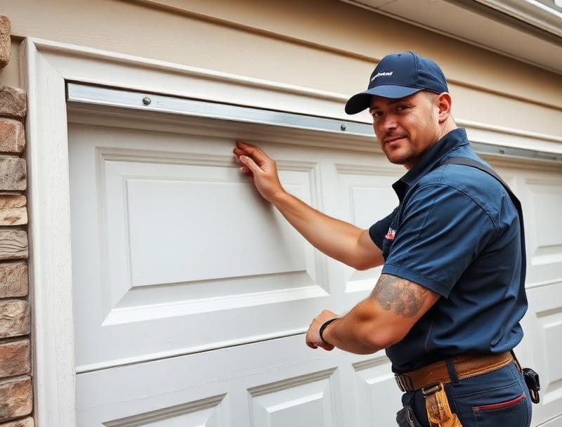 Mount Olive Garage Doors professional technician inspecting garage door installation